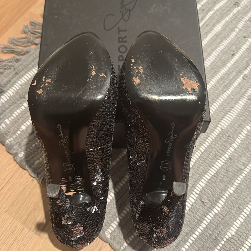 Report Signature Black Sequin Platform High Heels… - image 5